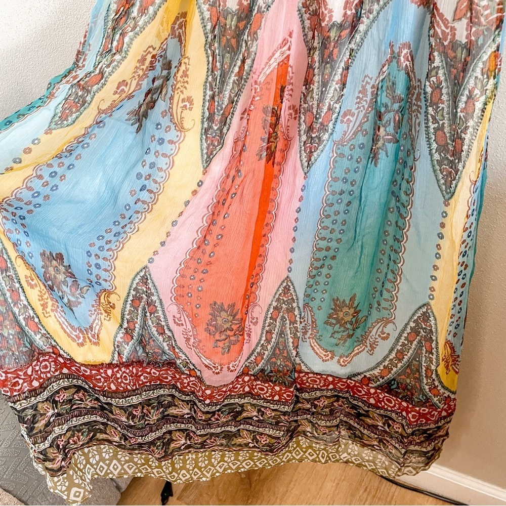 Anthropologie White Multicolor Paisley Spaghetti-Strap Maxi Dress - Picture 3 of 15